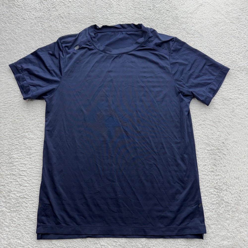 Rhone‎ Mens Reign Short Sleeve Training Shirt Navy Blue Mesh Athletic Tee Small
